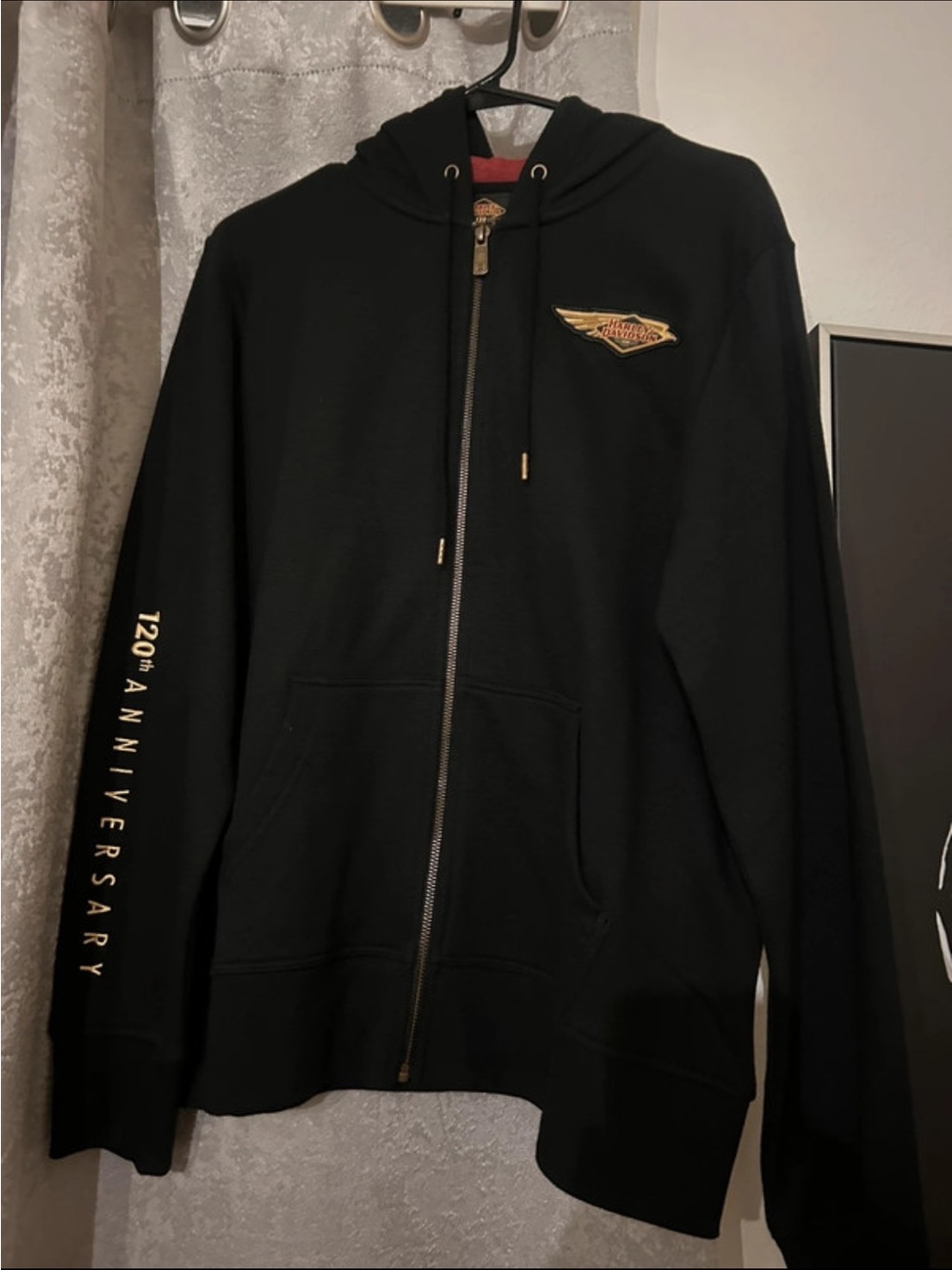 Harley-Davidson Women's 120th Anniversary Full Zip Hoodie - XL - Black Gold Red
